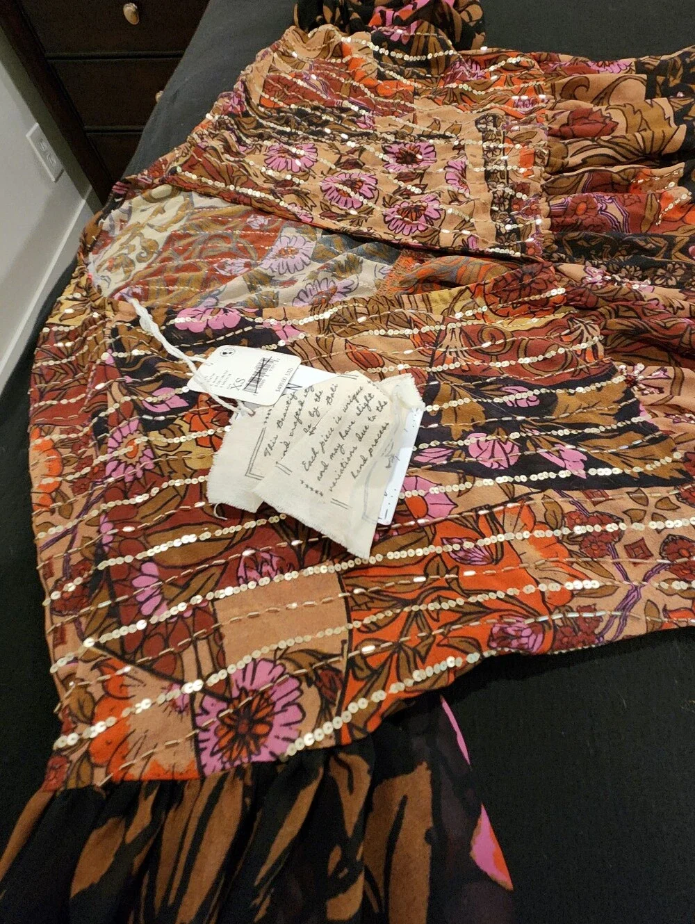 Free People Floral Maxi Dress in Brown, Pink, Black